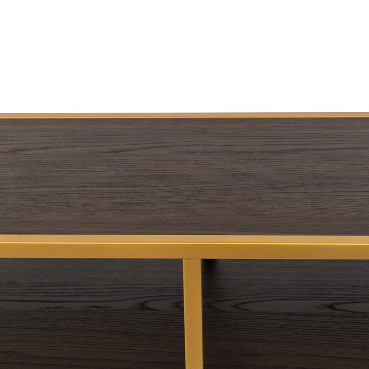 Stalux Sidetable 'Teun' 200 cm, color gold / brown wood