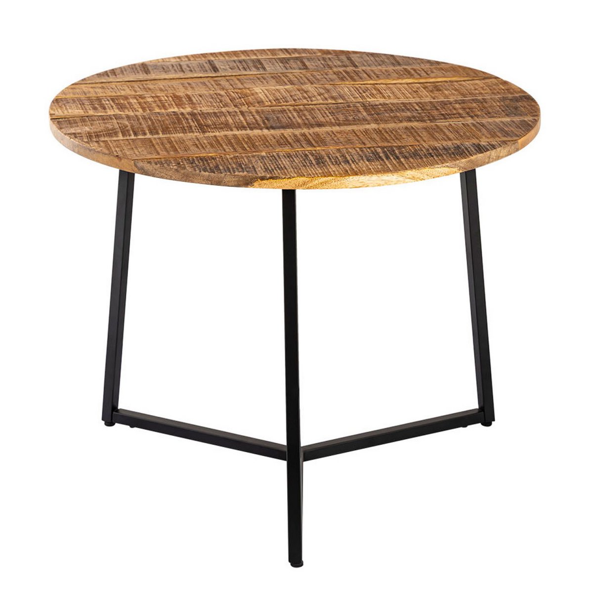 Coffee table round solid wood ø 56cm living room table side table La Palma metal frame black