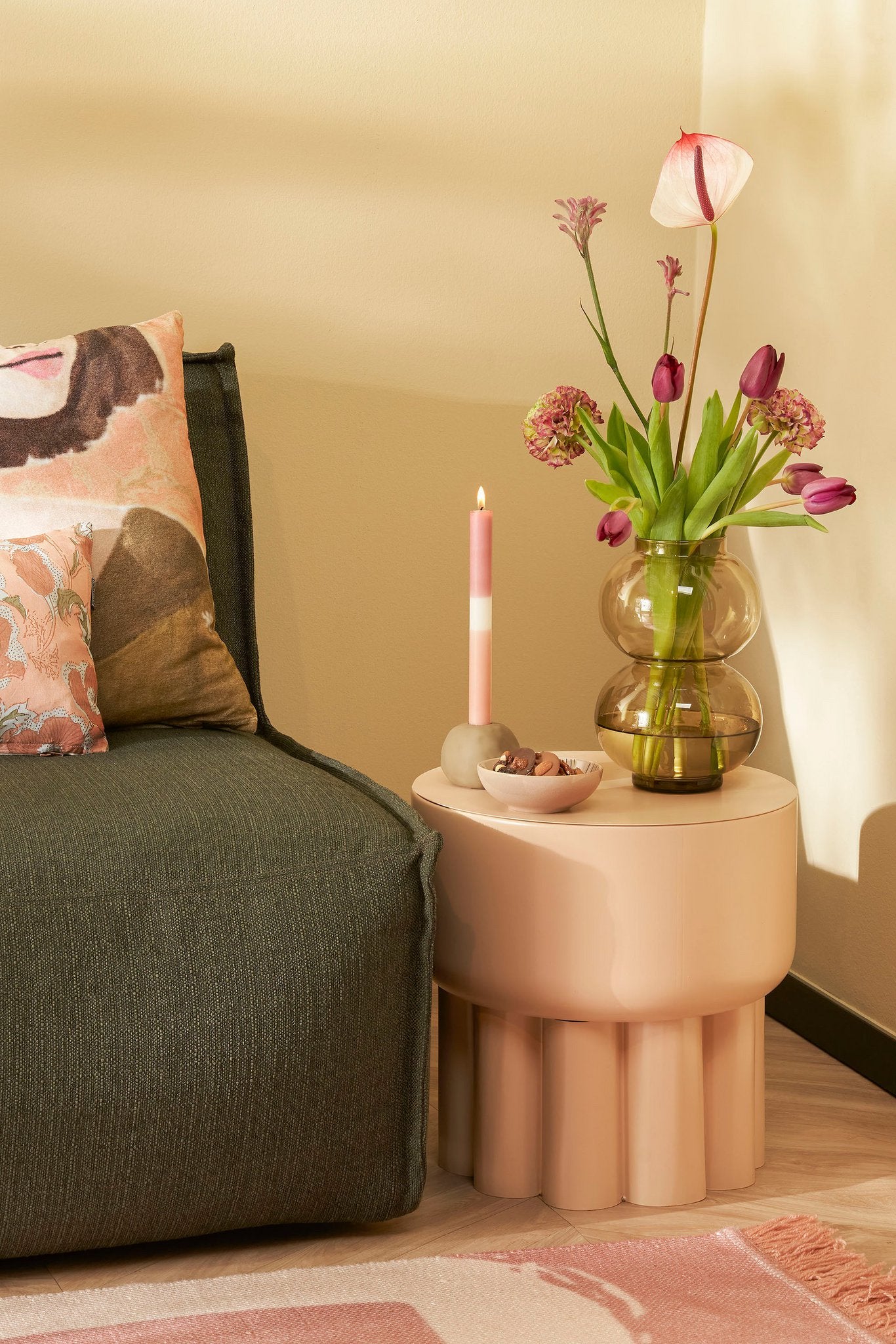 Dip-dye Dinner Candle - Set of 2 - H25 cm - Pink