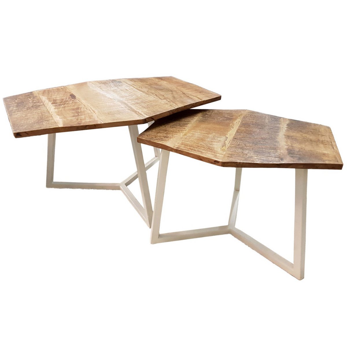 Coffee table set 2 pieces living room table nesting table Paris metal frame black white or old silver