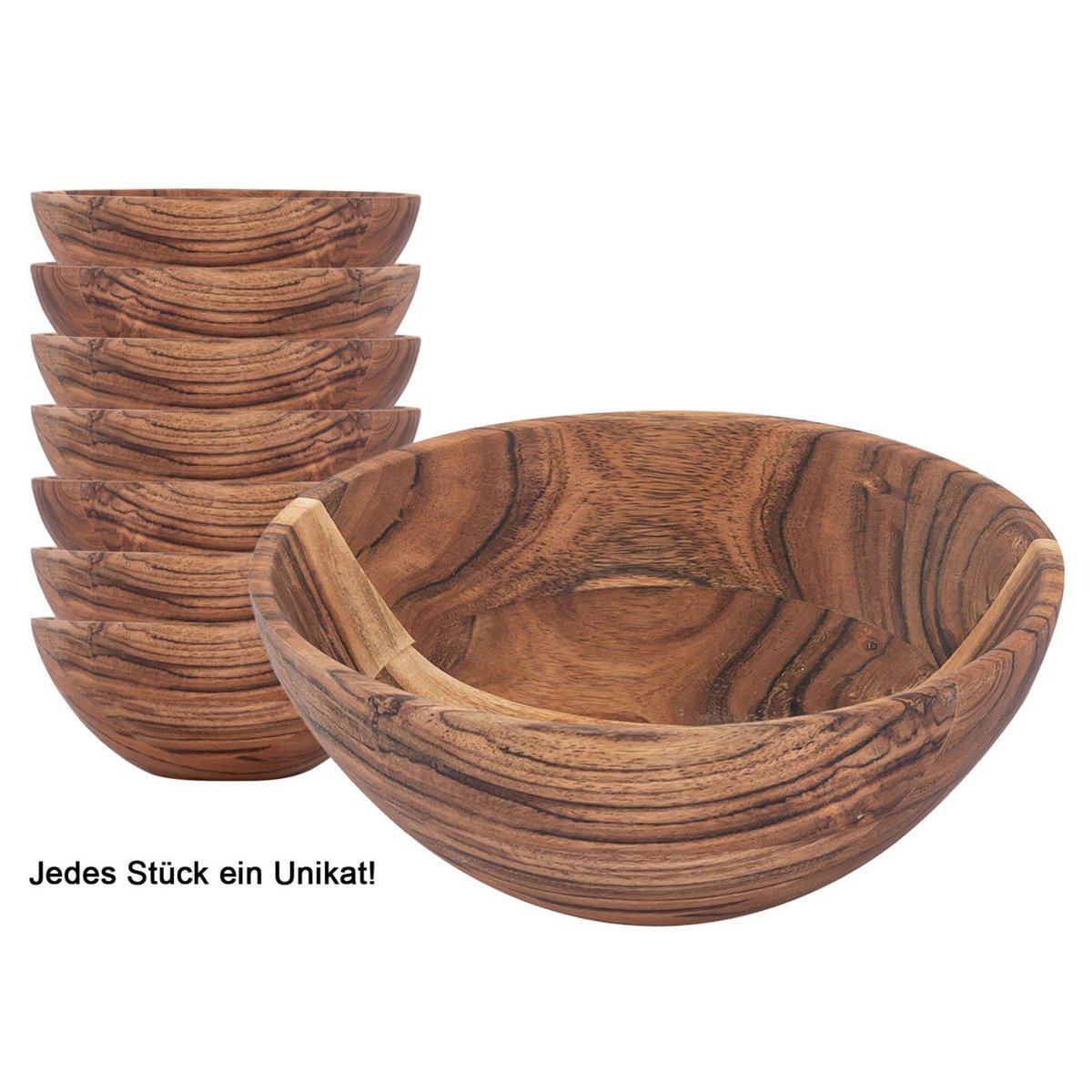 Wooden bowl decorative bowl Masterbox 8 pieces 20 or 25cm food-safe solid acacia