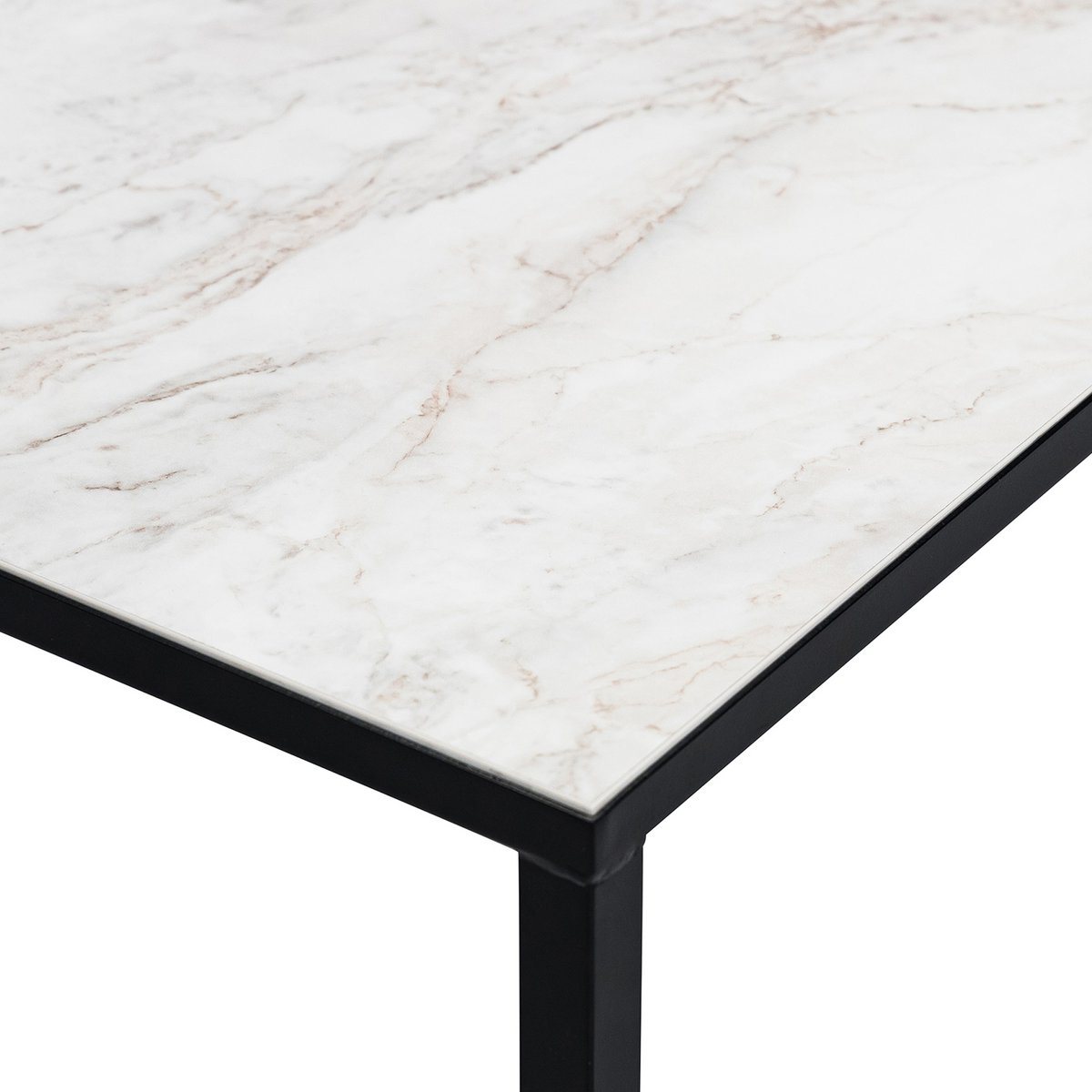 Stalux Coffee table set 'Lisa' 65 and 50cm, color black / white marble