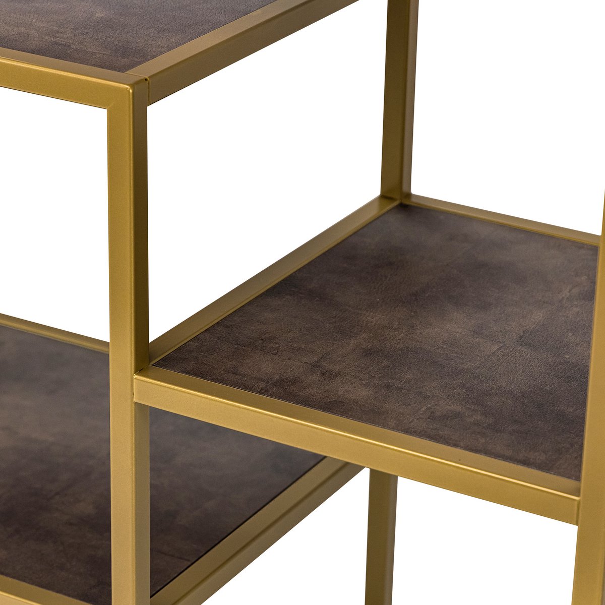 Stalux Shelving unit 'Guus' 80 x 200cm, color gold / brown leather look