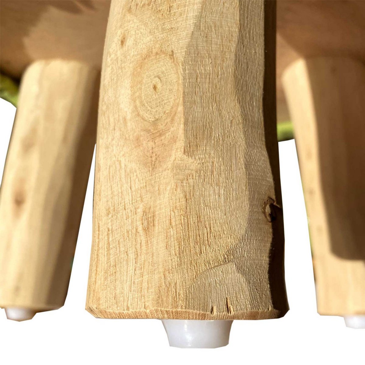 Stool Stone Washed Ø 35 cm Height 45 cm Stool Pouf Stool with wooden feet made of teak