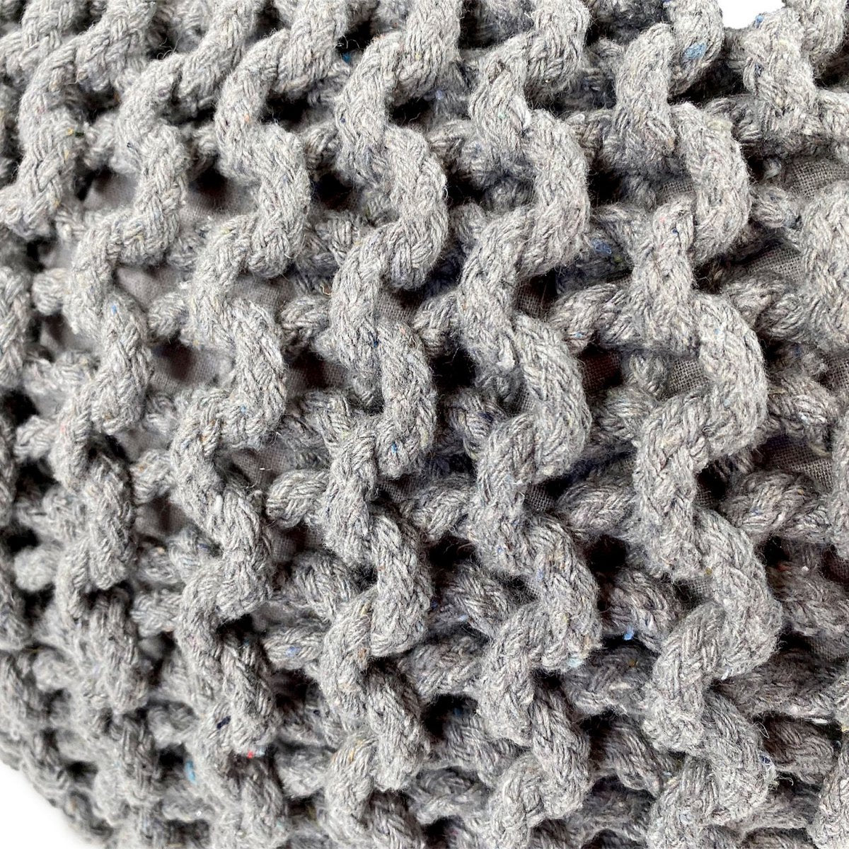 Pouf Ø 55 cm knitted stool pouf floor cushion coarse knit look extra high height 37 cm