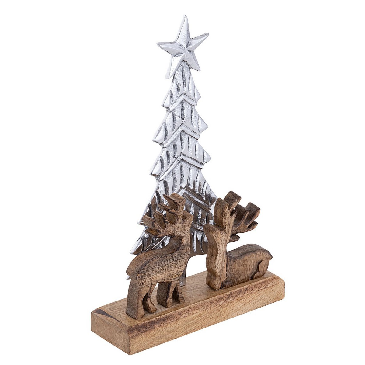 Decorative figure Christmas tree with deer 20x31cm Masterbox 8-piece Christmas decoration aluminum