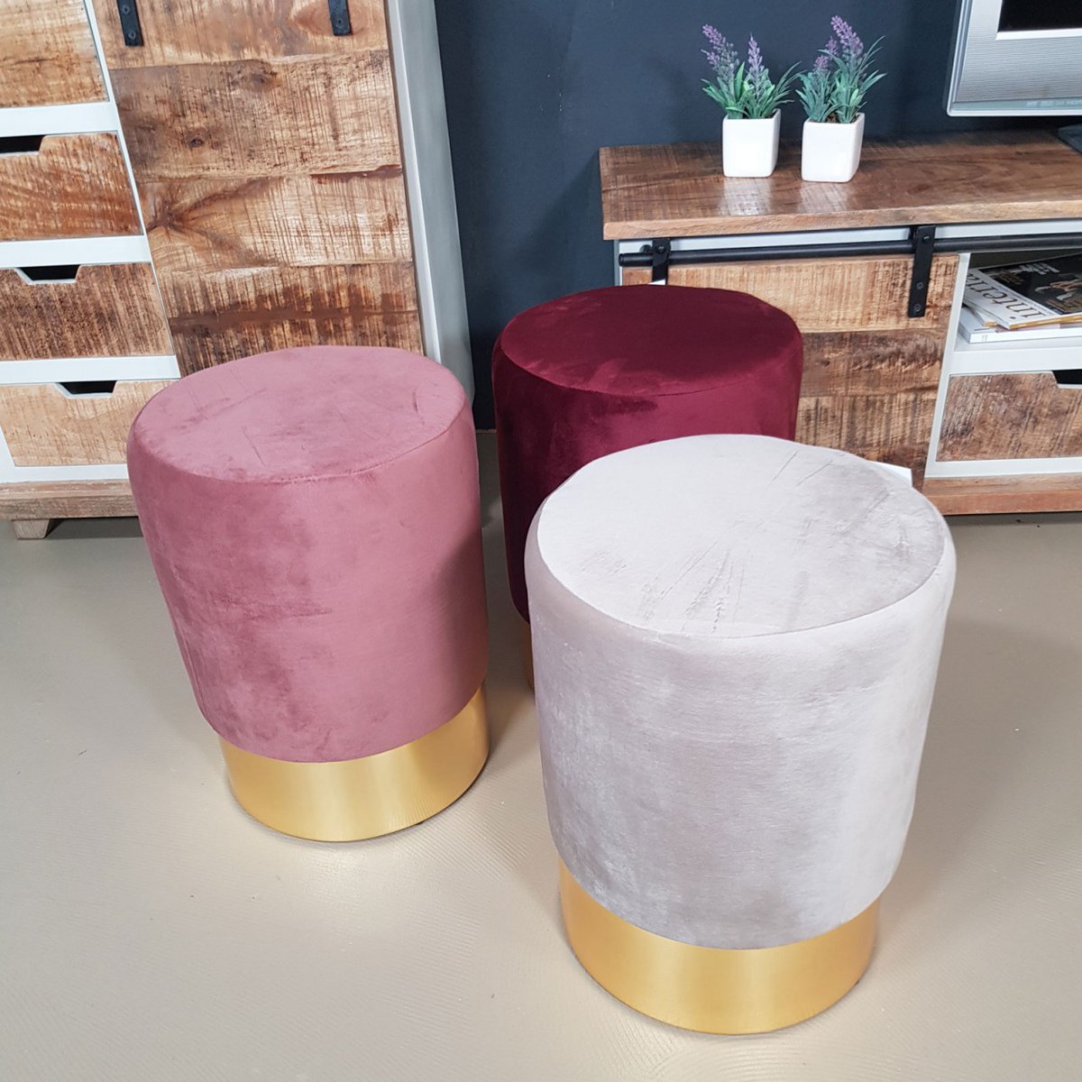 Velvet stool 2nd choice velvet pouf Ø 31 H 43 cm stool pouf velor stool can hold up to 150 kg