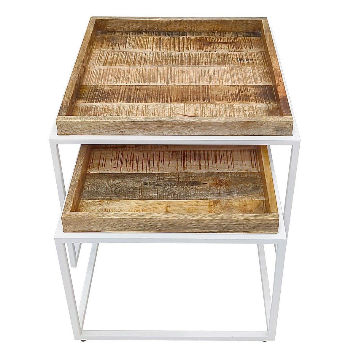 Coffee table set of 2 square nesting tables Seattle metal frame