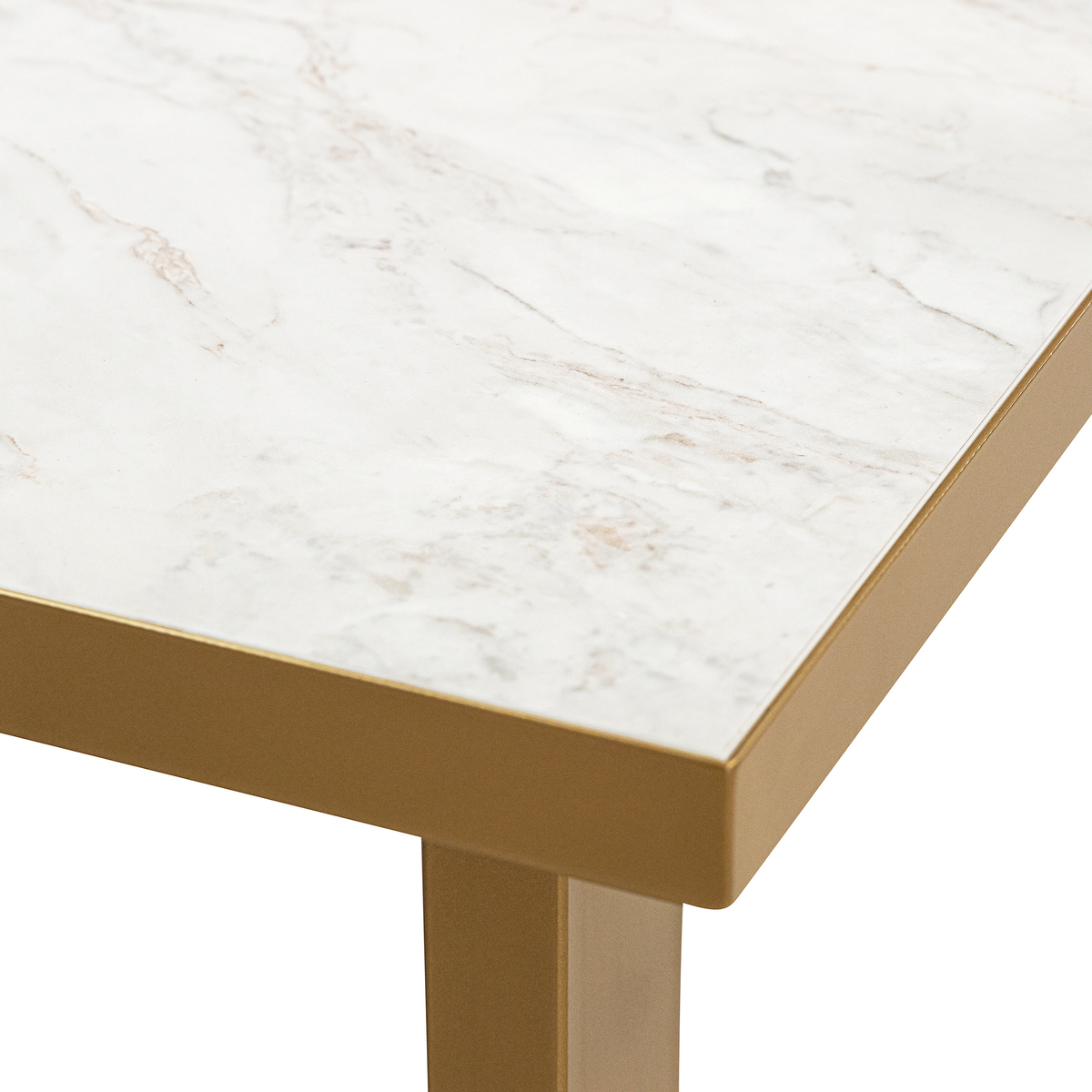 Stalux Dining table 'Joop' 180 x 100cm, color gold / white marble