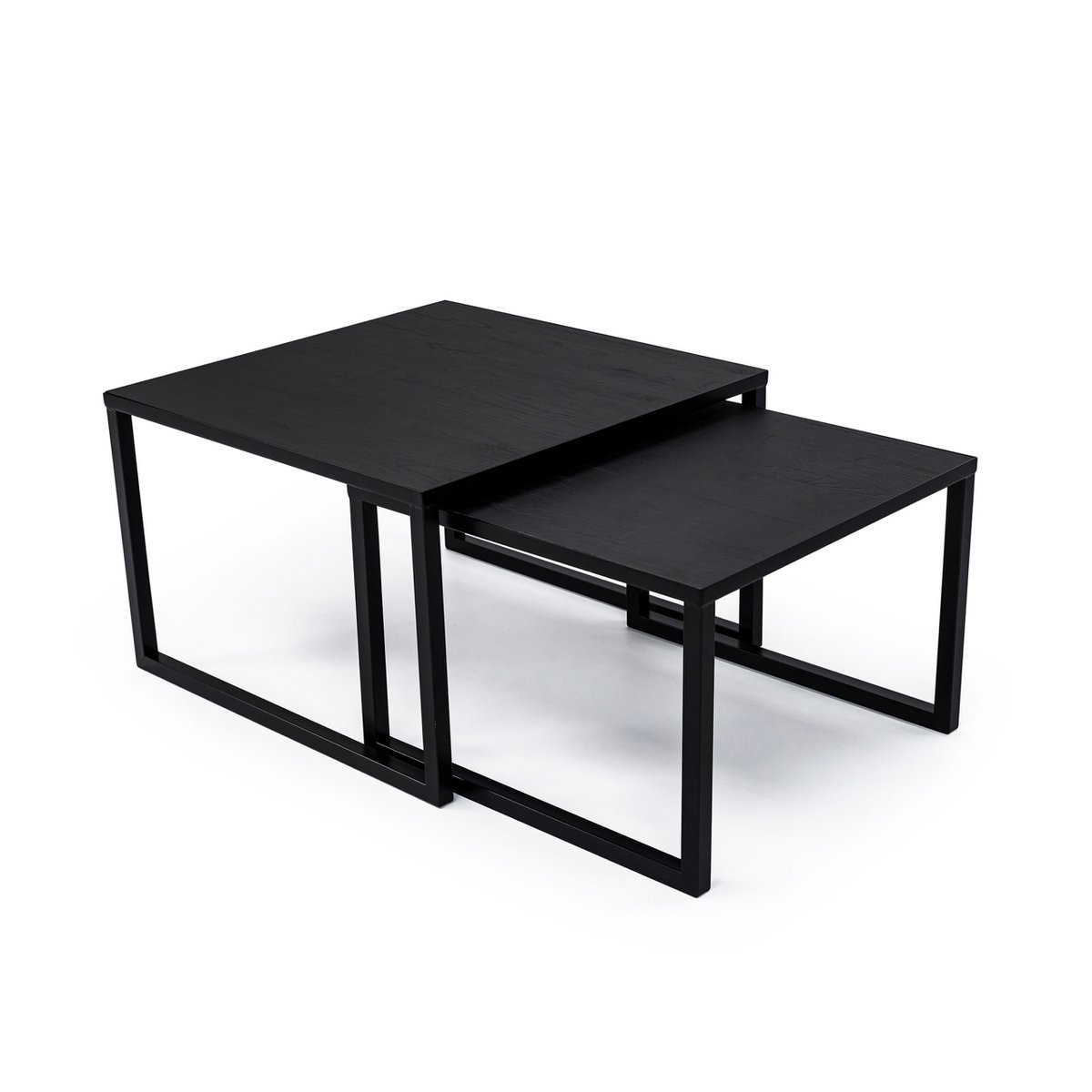 Stalux Coffee table set 'Lisa' 65 and 50cm, color black / black oak