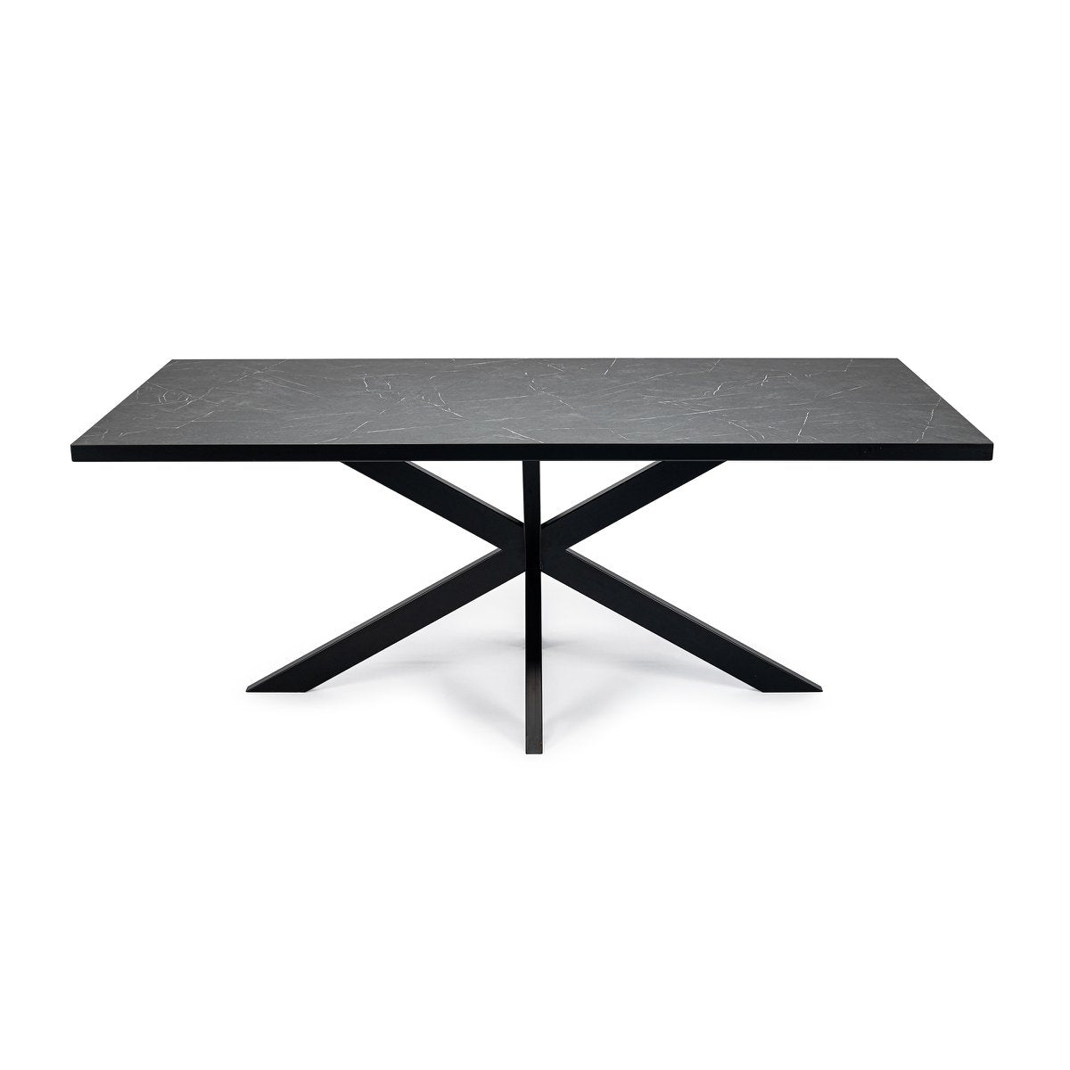 Stalux Dining table 'Gijs' 200 x 100cm, color black / black marble