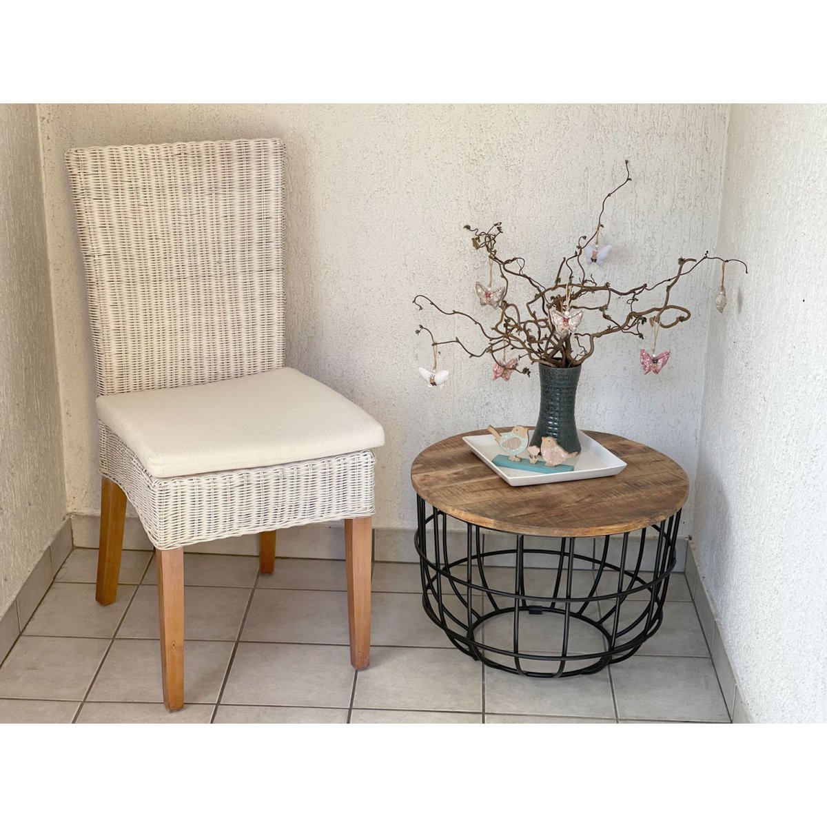Coffee table ø 55 cm living room table round side table sustainable London metal wire frame grid