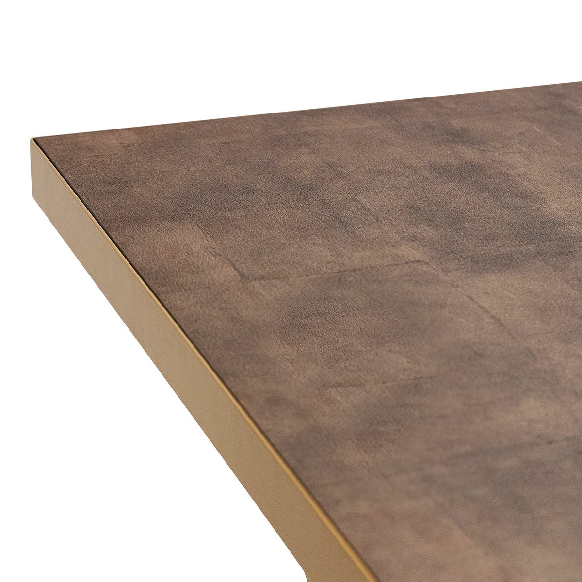 Stalux Dining table 'Rose' 240 x 100cm, color gold / brown leather look