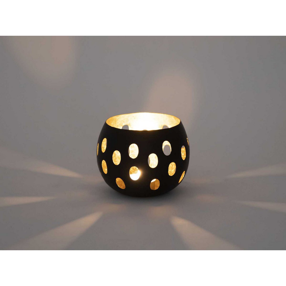 Tea light holder 48 pieces set 2 x 24 VE candle holder Florina spherical shape black matt gold plated inside