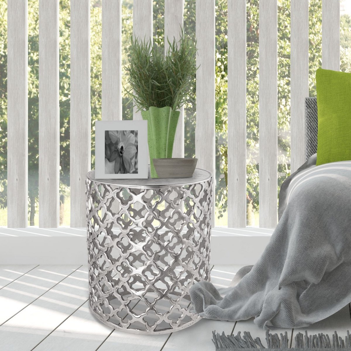 Decorative metal side table ø 40 x 45 cm round Cairo silver or gold aluminum oriental