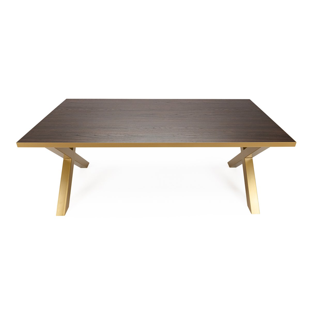 Stalux Dining table 'Rose' 240 x 100cm, color gold / brown wood