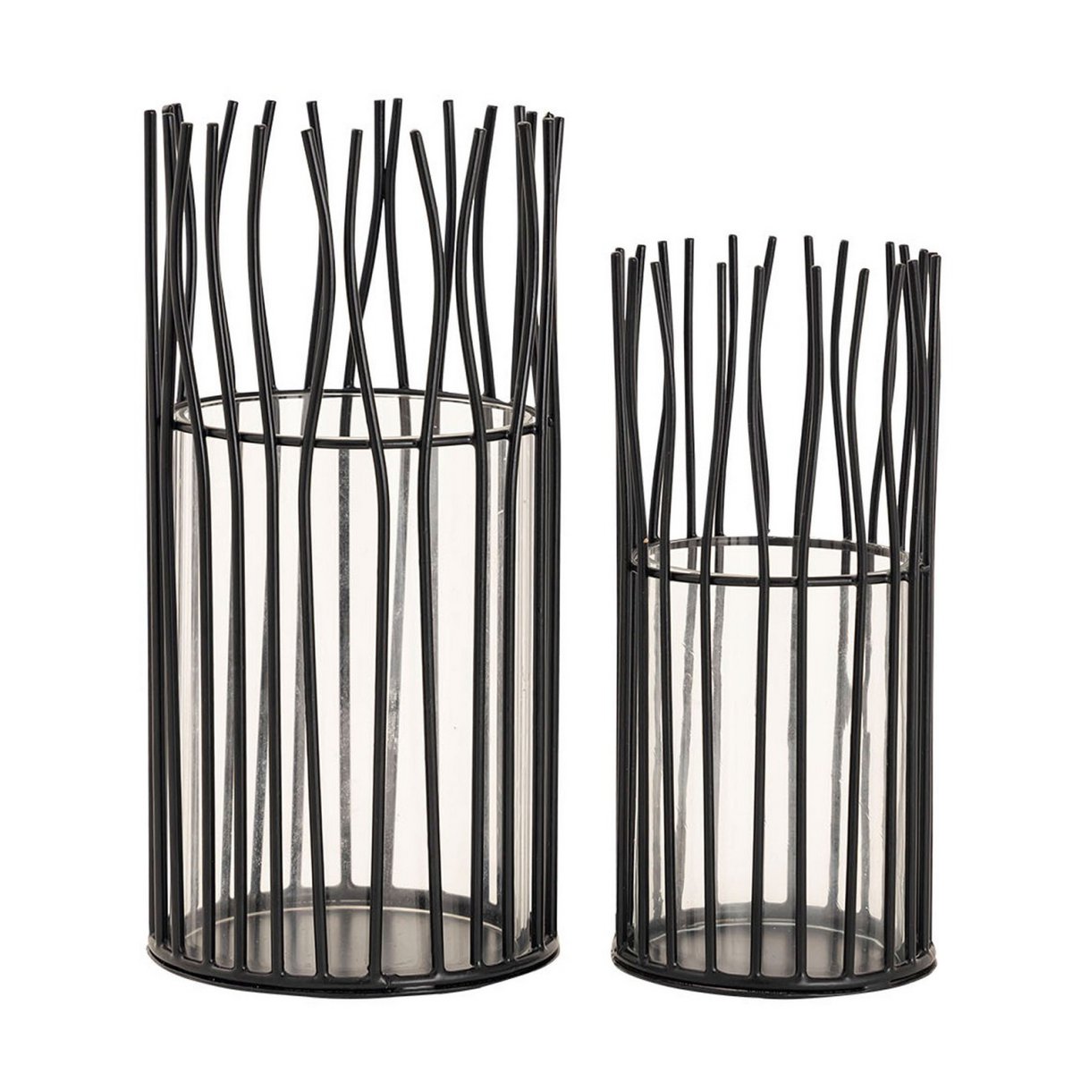 Lantern set 2-part candle holder tealight holder Loft black or silver candlestick lanterns