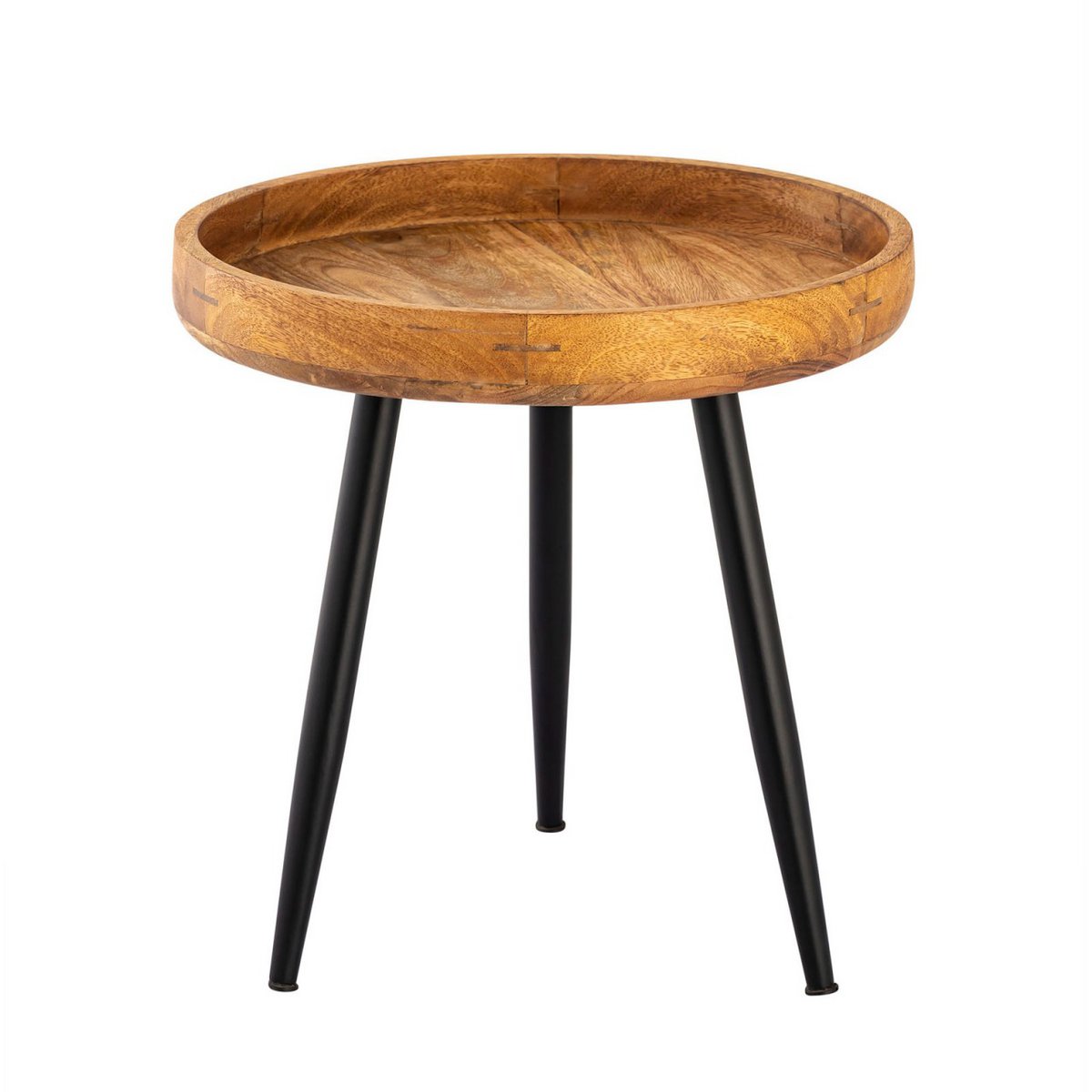 Side table wood round ø 40 or 50cm coffee table living room table Vancouver metal feet matt black