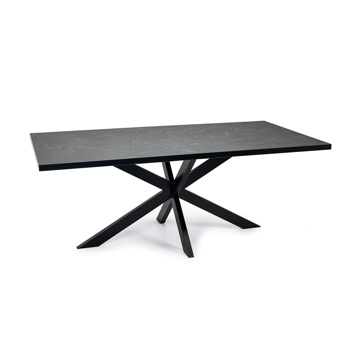 Stalux Dining table 'Gijs' 200 x 100cm, color black / black marble