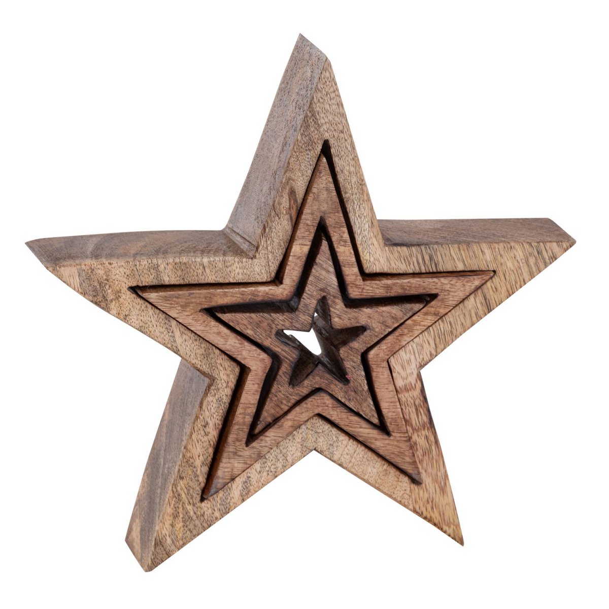 Decorative Star Figures 12x Set of 3 Wooden Figures 26/17/10cm Masterbox Christmas Decoration Mango Wood