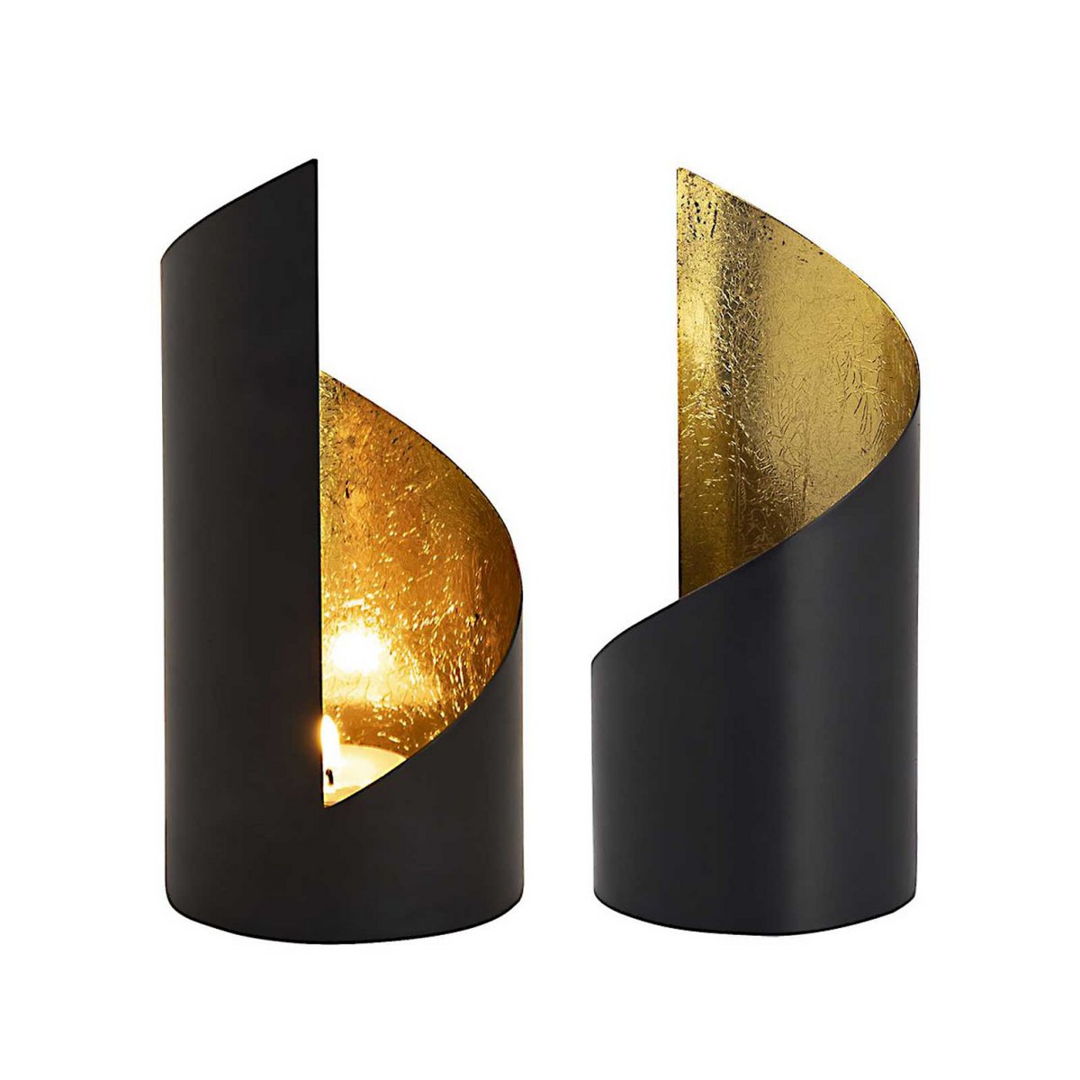 Candle holder 32-piece set 2 x 16 VE tealight holder Kevin cylindrical black matt gold-plated inside