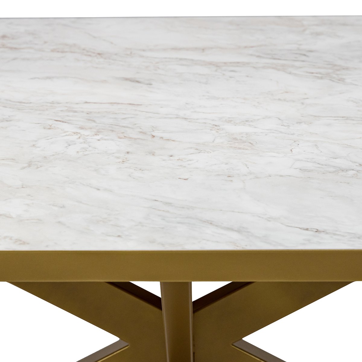 Stalux Flat oval dining table 'Noud' 210 x 100, color gold / white marble