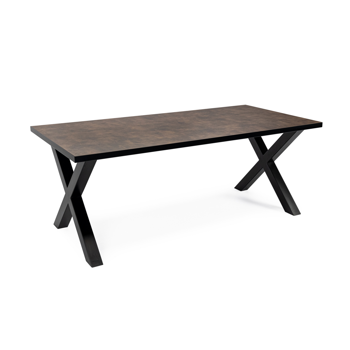 Stalux Dining table 'Rose' 200 x 100cm, color black / brown leather look