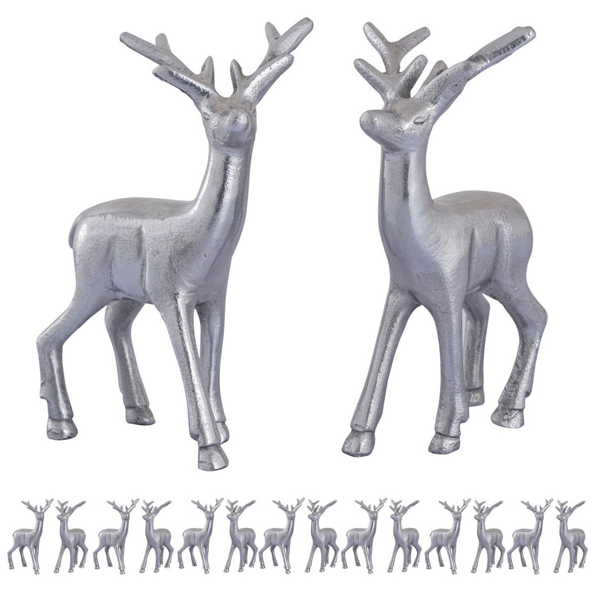 Deco figure deer VE 8x 2 pieces table decoration animal figure silver or gold metal Christmas decoration