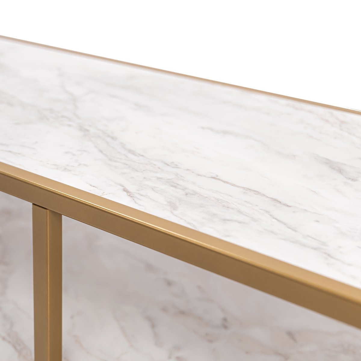 Stalux TV cabinet 'Luuk' 150cm, color gold / white marble