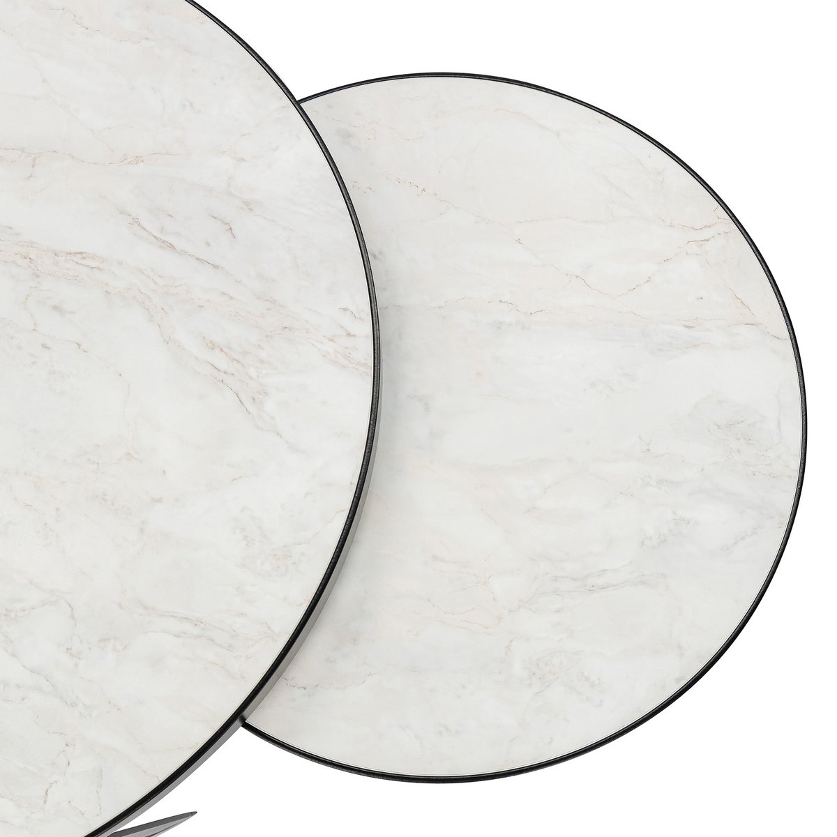 Stalux Coffee table set 'Saar' around 80 and 60cm, color black / white marble