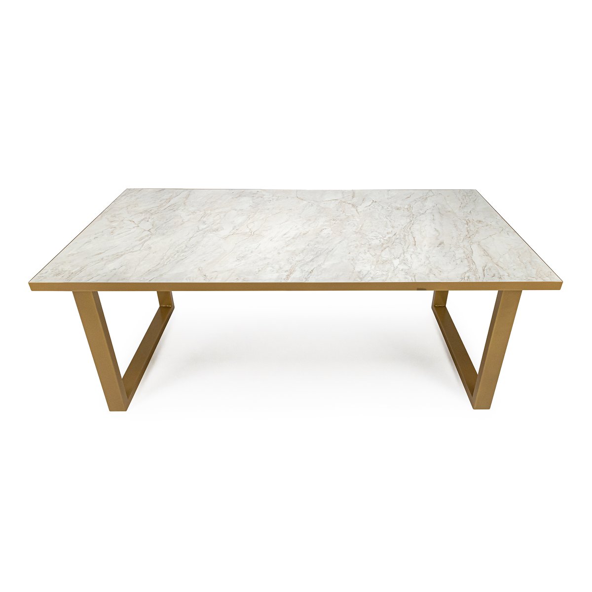 Stalux Dining table 'Joop' 180 x 100cm, color gold / white marble