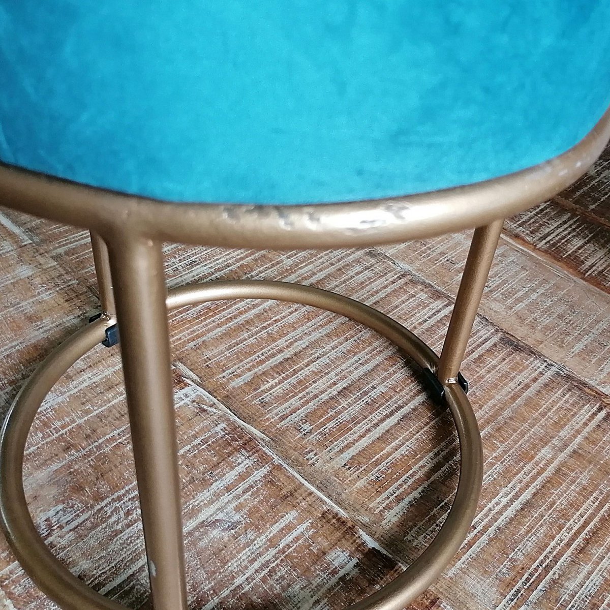 Velor stool 2nd choice Ø 32 H 42 cm velvet stool with iron frame gold colored stool velvet pouf seat