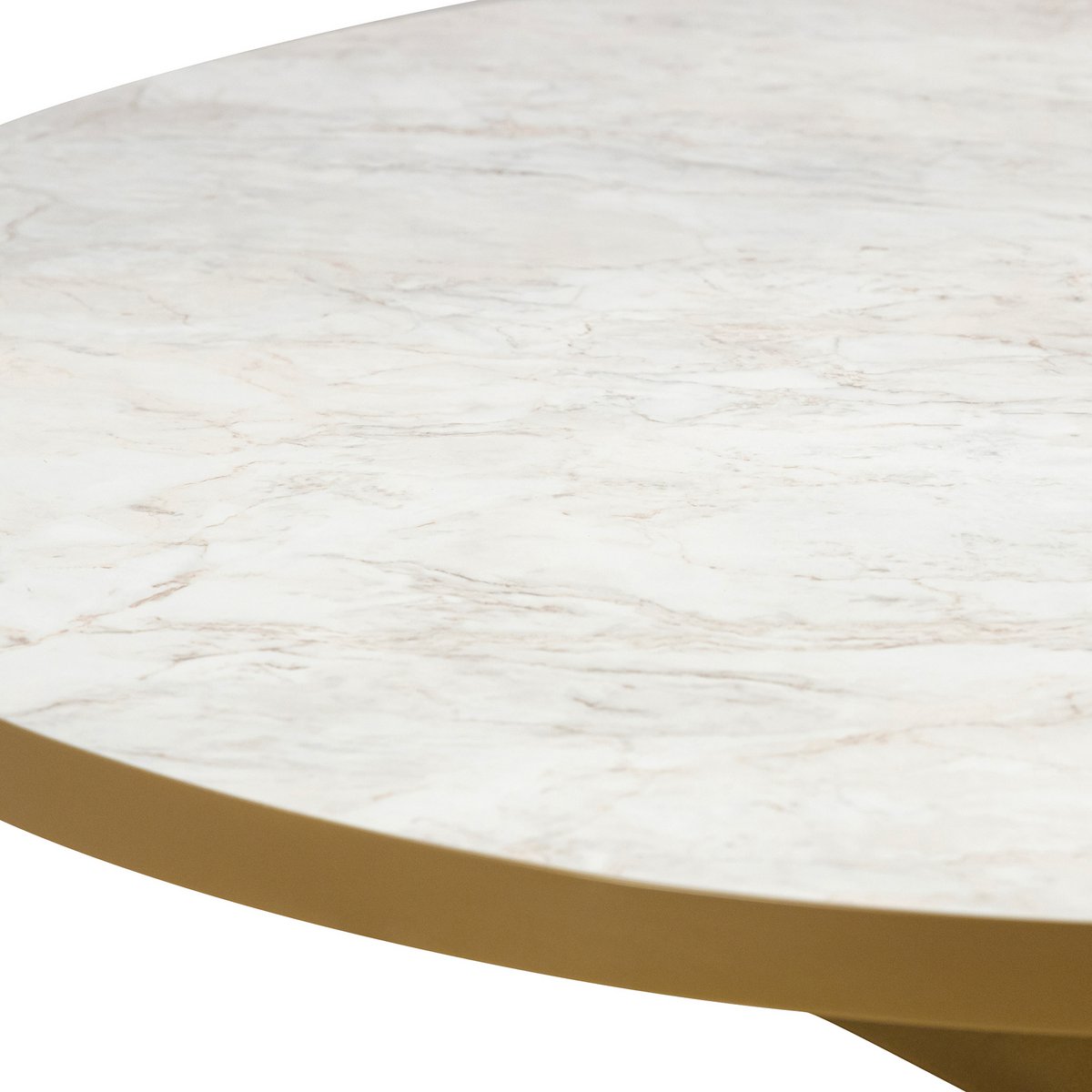 Stalux Round dining table 'Daan' 120cm, color gold / white marble