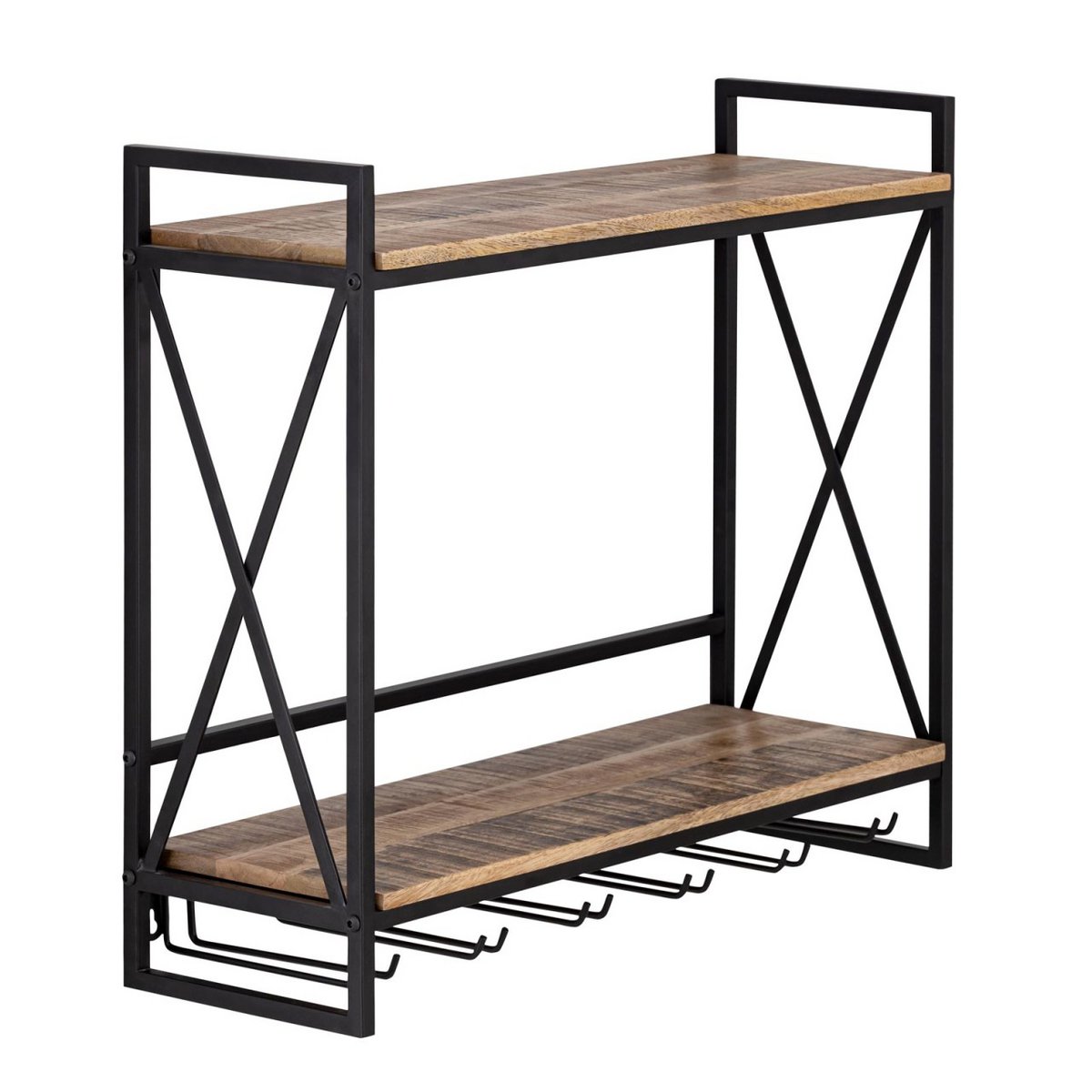 Wine rack wooden home bar bottle rack 60x45x25cm Rio mango wood metal frame