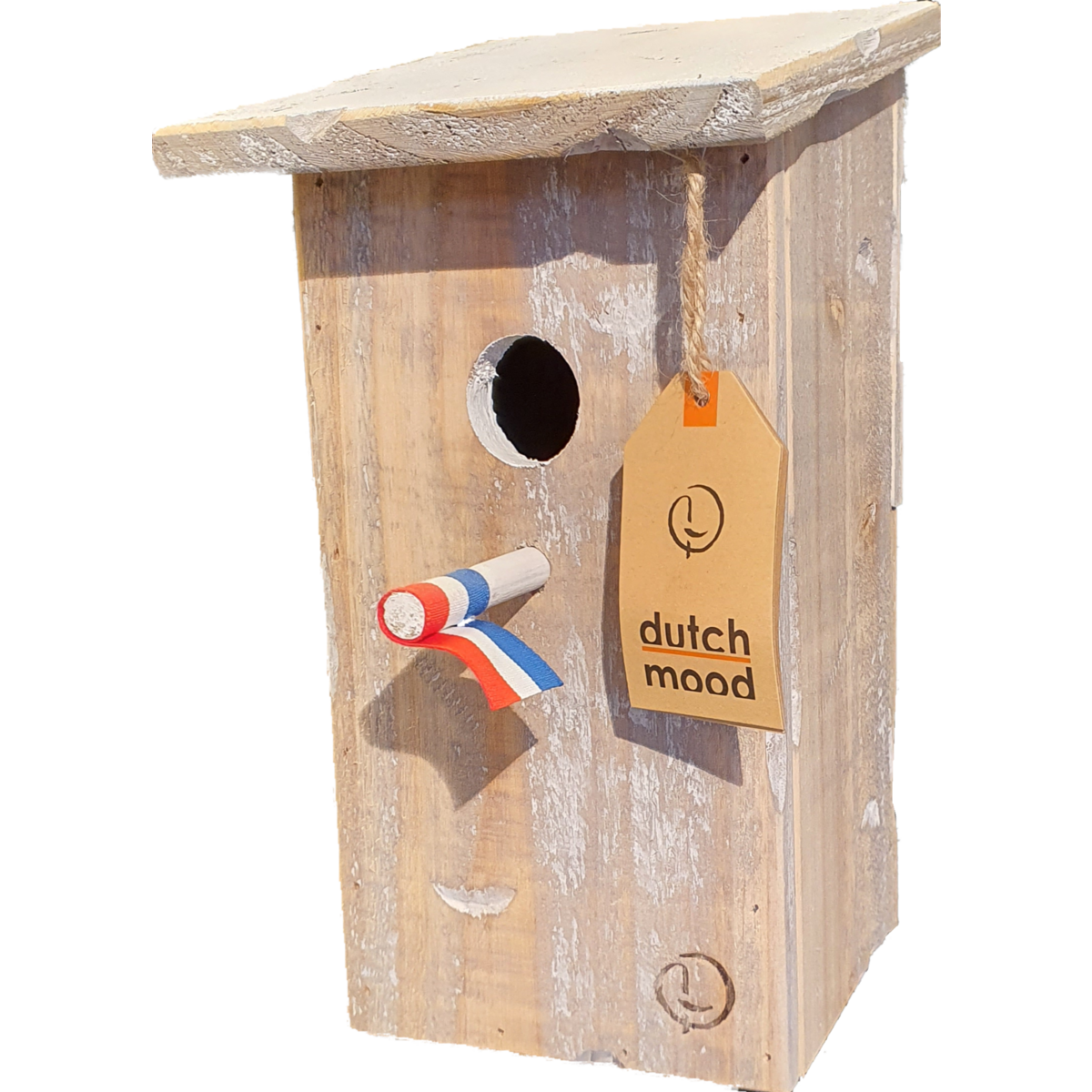 2 bird houses with a pointed roof and a sloping roof
