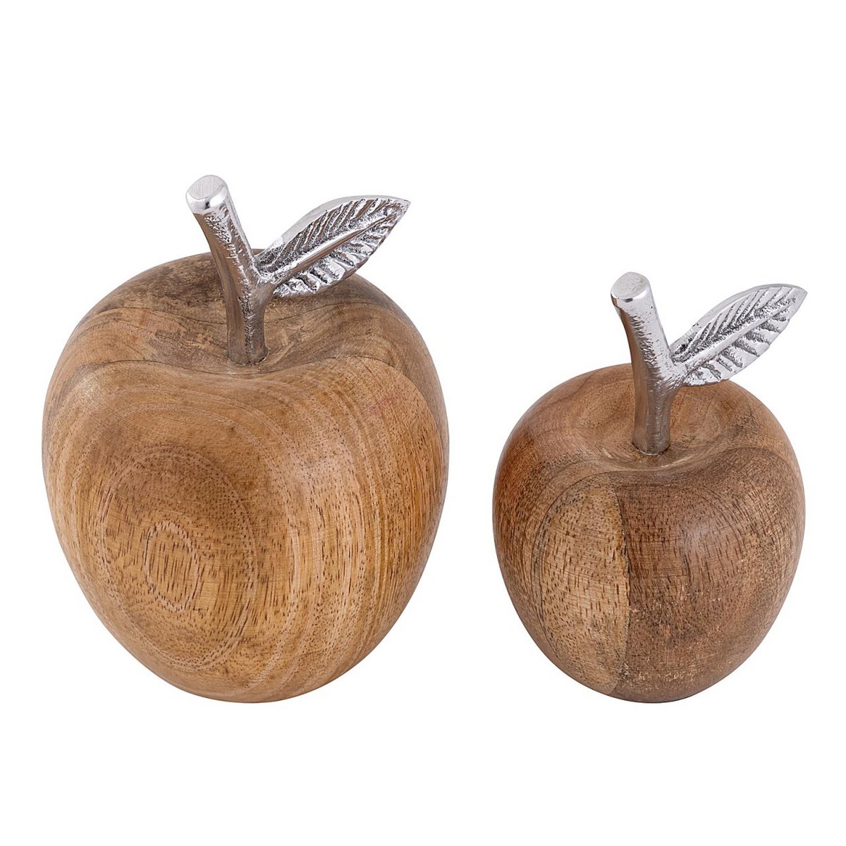 Decorative figures set of 2 apple H15/13x9/8cm stand apple look mango wood aluminum