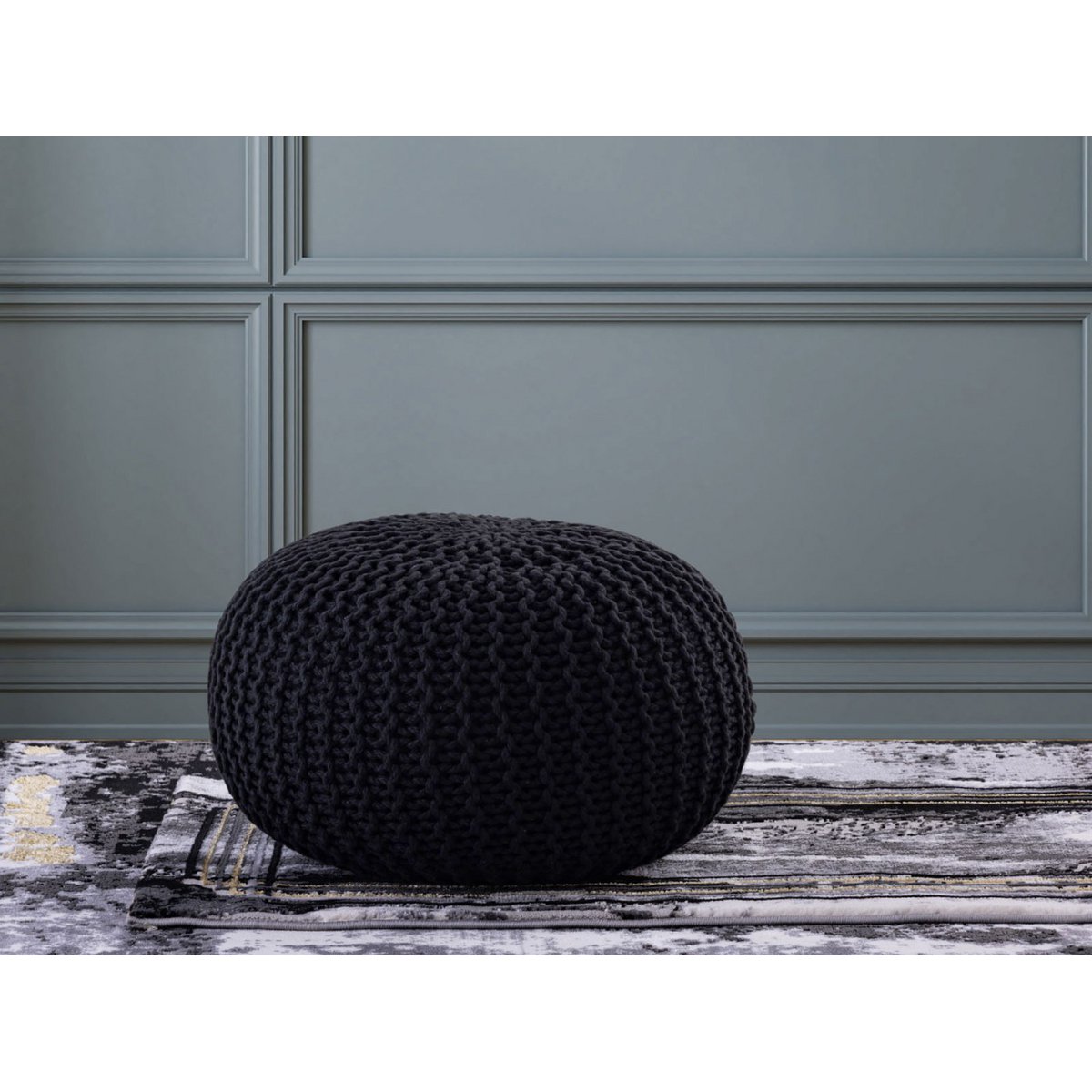 Pouf PREMIUM ø45cm stool knitted pouf indoor patio pool garden sustainable