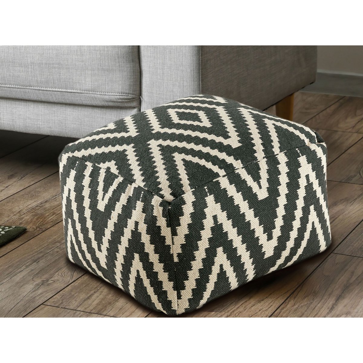 Cube seat footstool stool 55x37x55 cm pouf kilim floor cushion Peru black taupe yellow turquoise