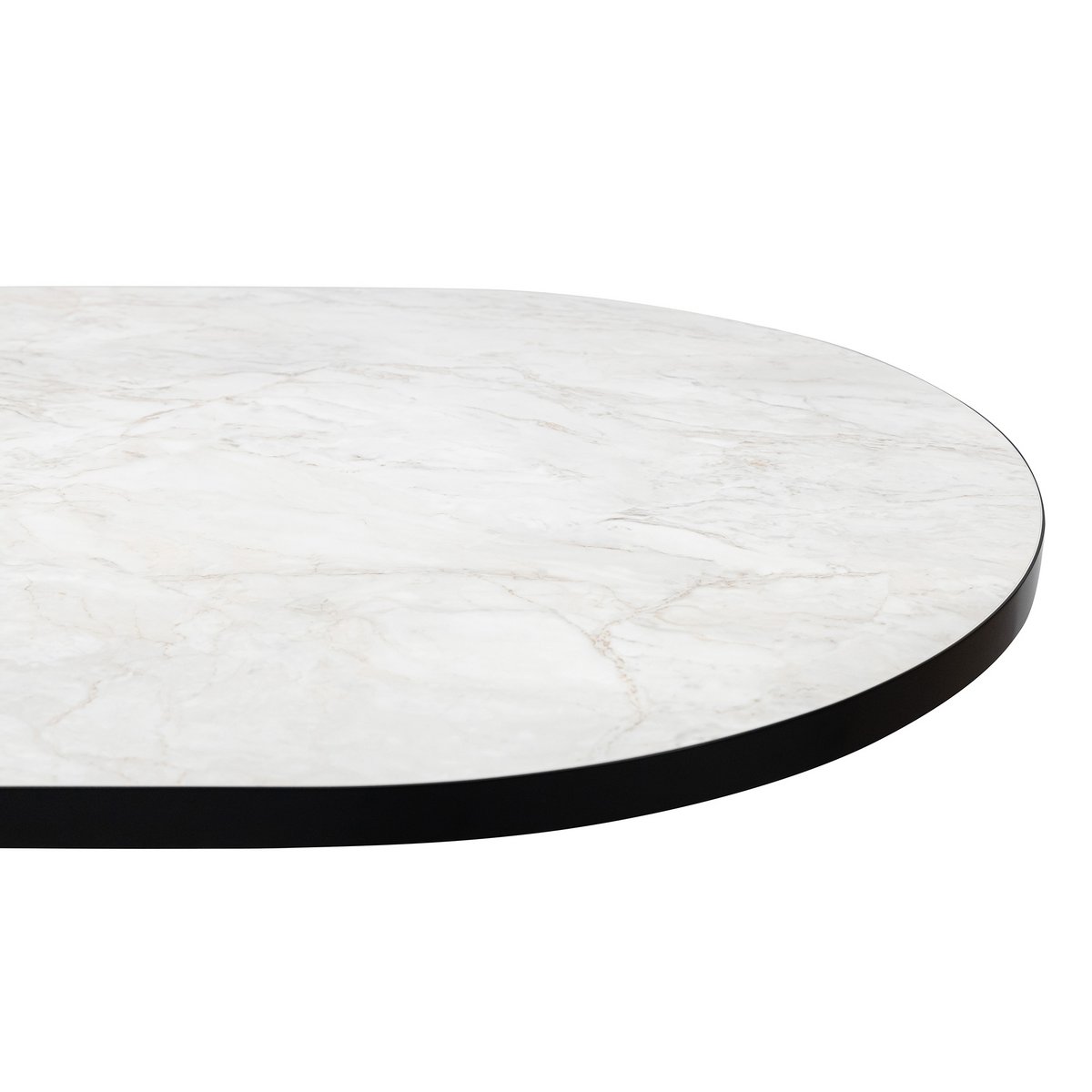 Stalux Flat oval dining table 'Noud' 180 x 100, color black / white marble