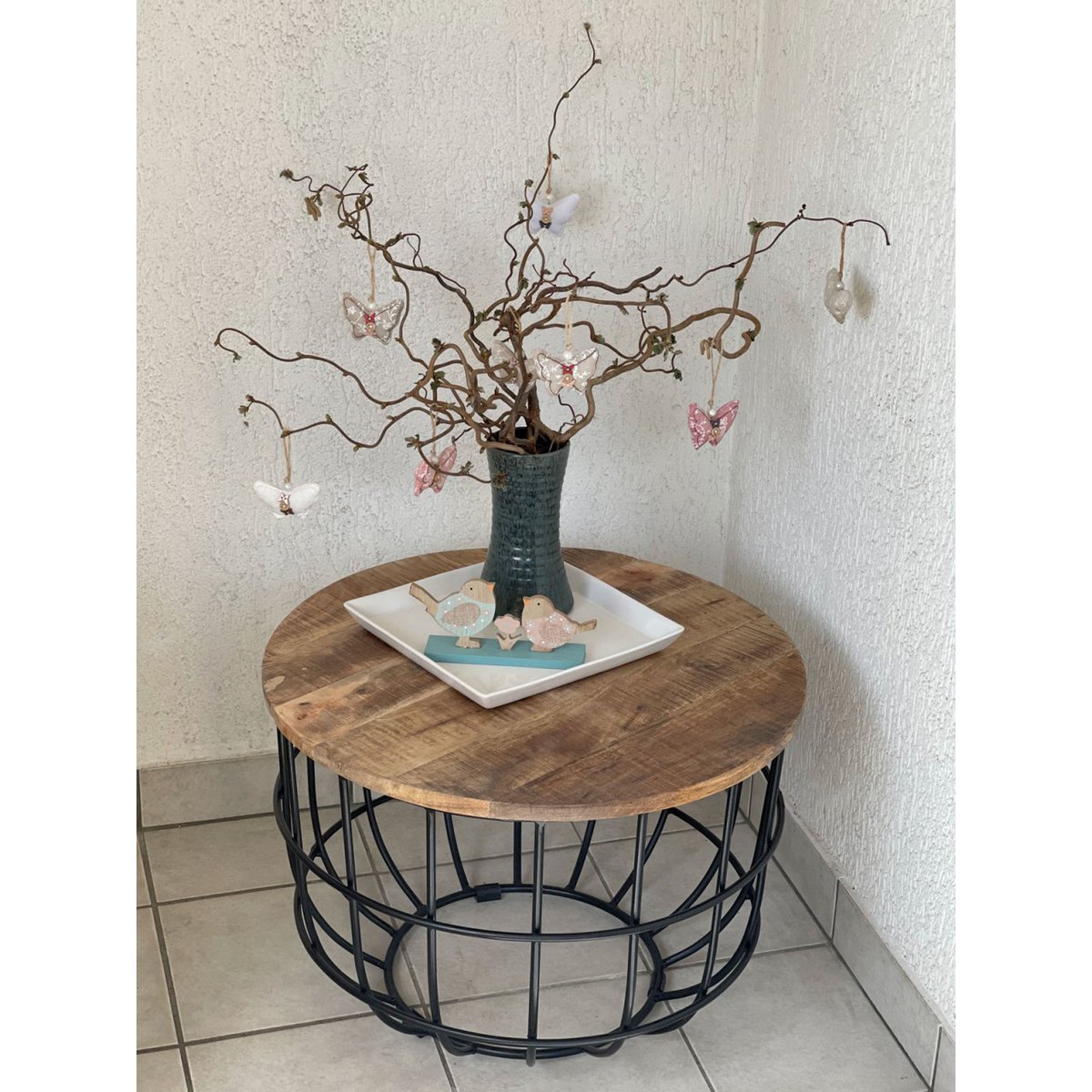 Coffee table ø 55 cm living room table round side table sustainable London metal wire frame grid