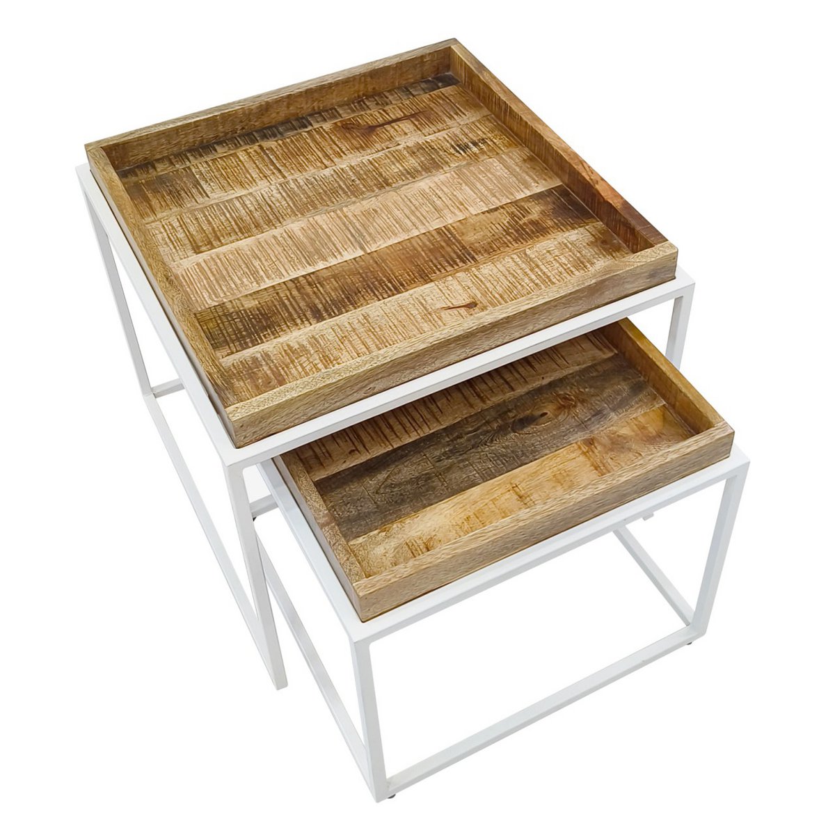Coffee table set of 2 square nesting tables Seattle metal frame