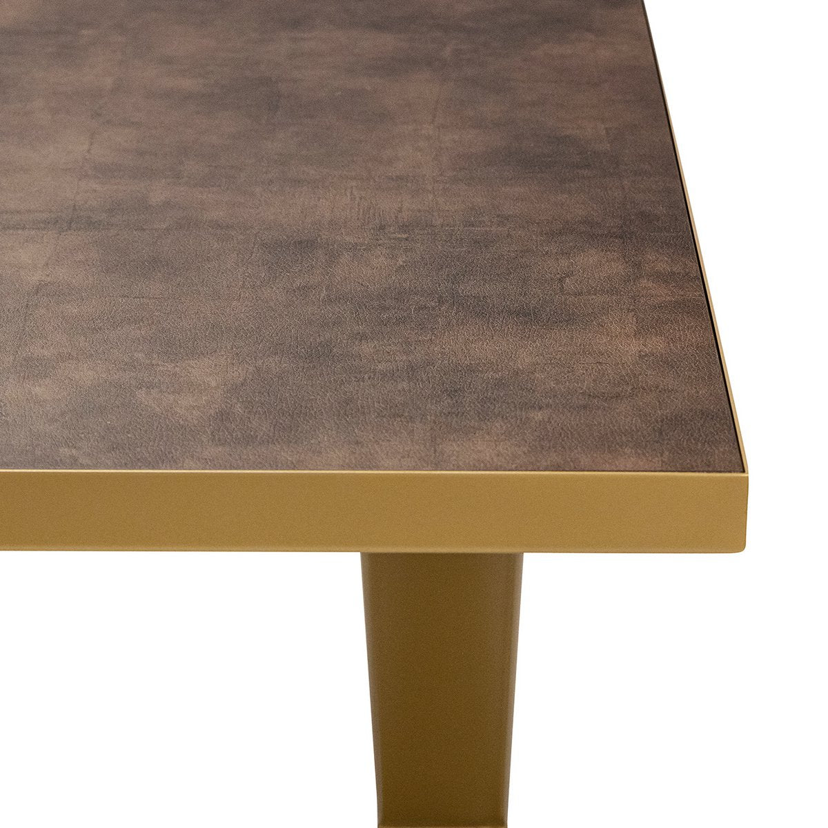 Stalux Dining table 'Rose' 240 x 100cm, color gold / brown leather look