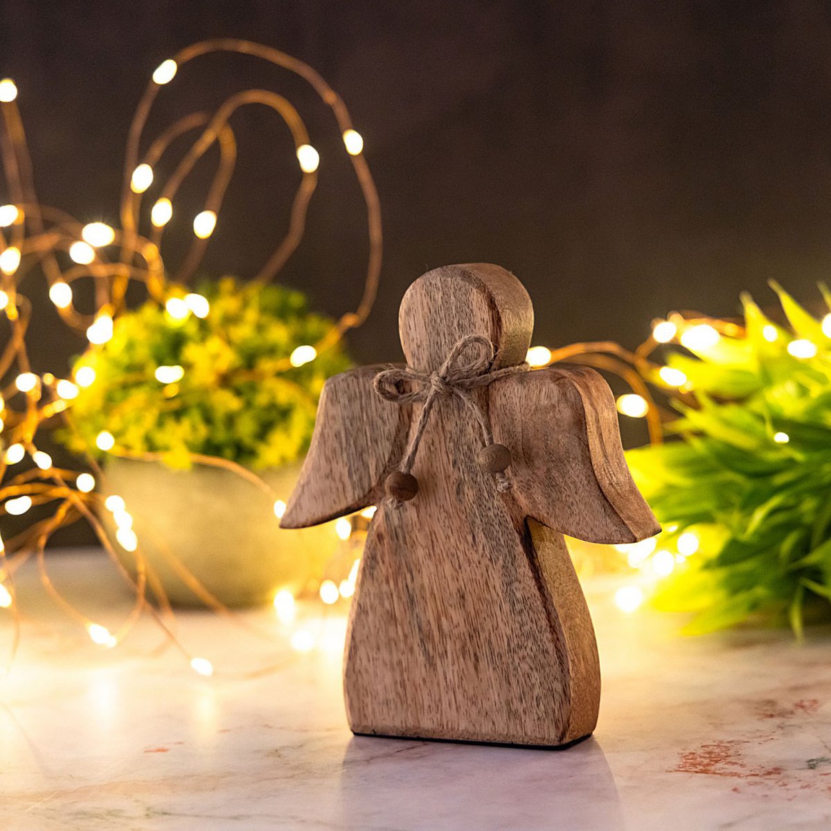 Decorative Angel Wooden Figure 15x13cm Masterbox 36 Pieces Lucky Angel Christmas Decoration Mango Wood