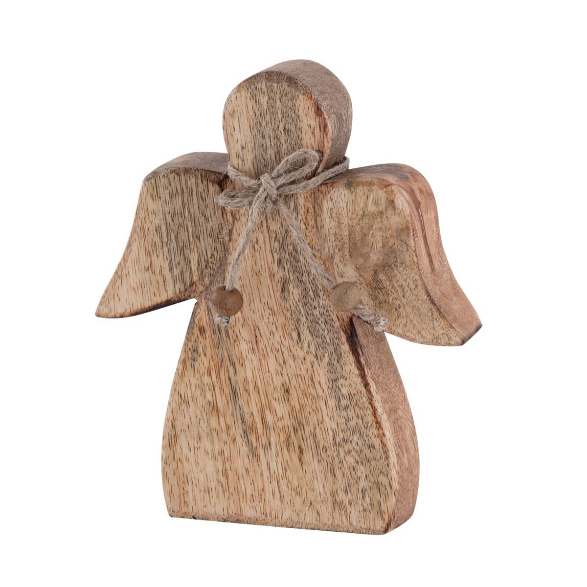 Decorative angel wooden figure 15x13cm lucky angel Christmas decoration mango wood
