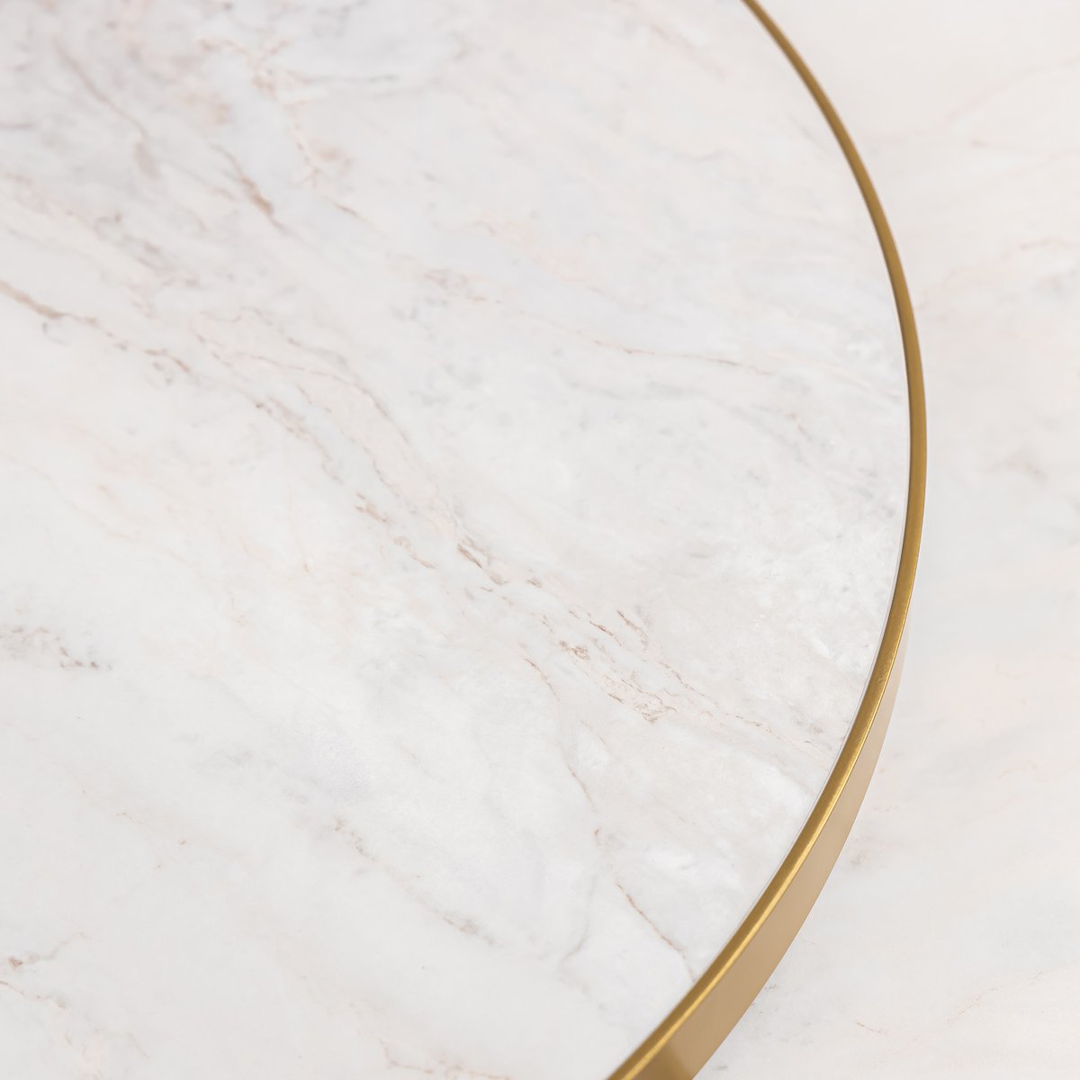 Stalux Coffee table set 'Saar' around 80 and 60cm, color gold / white marble