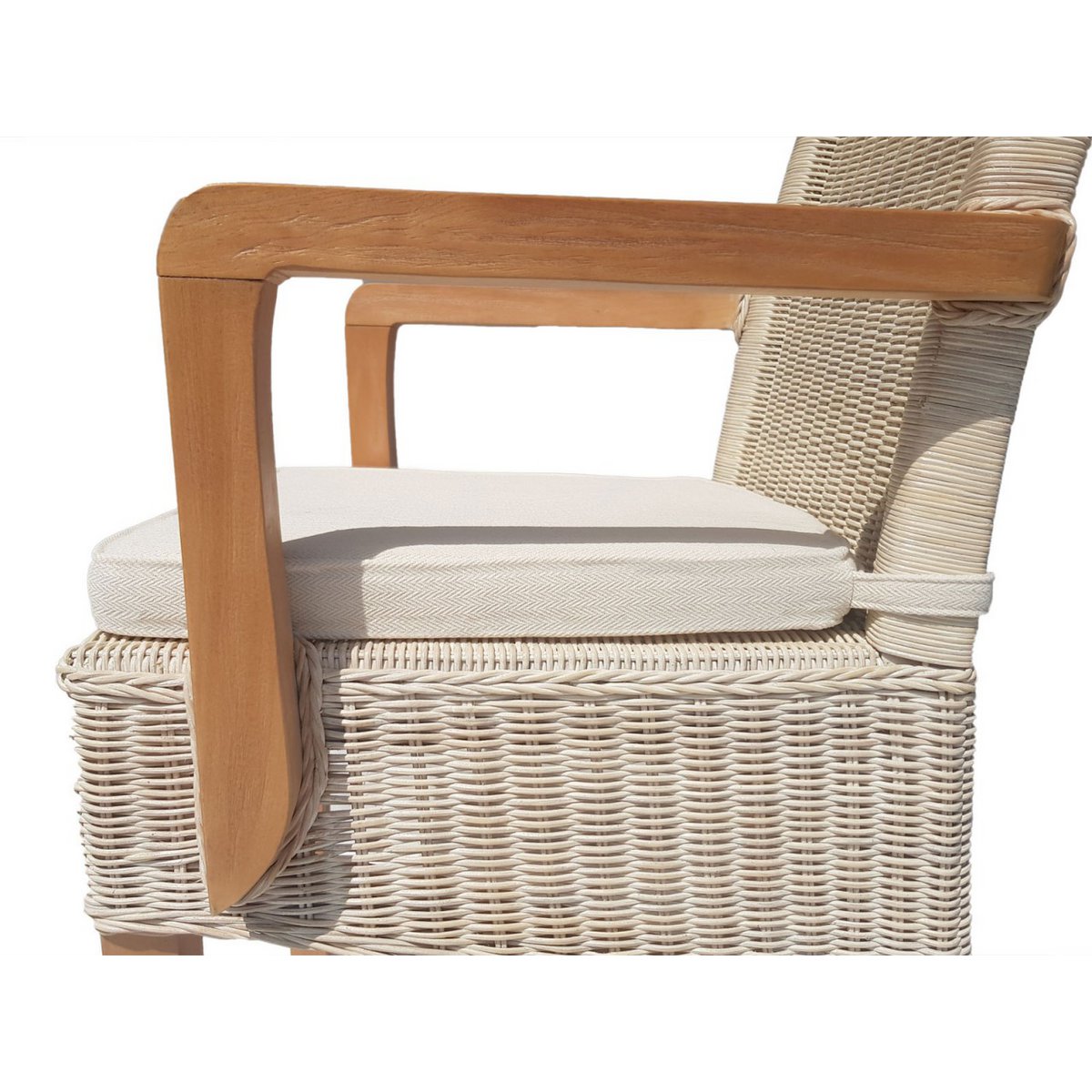 Dining room chairs set with armrests 2 pieces rattan chairs white Perth