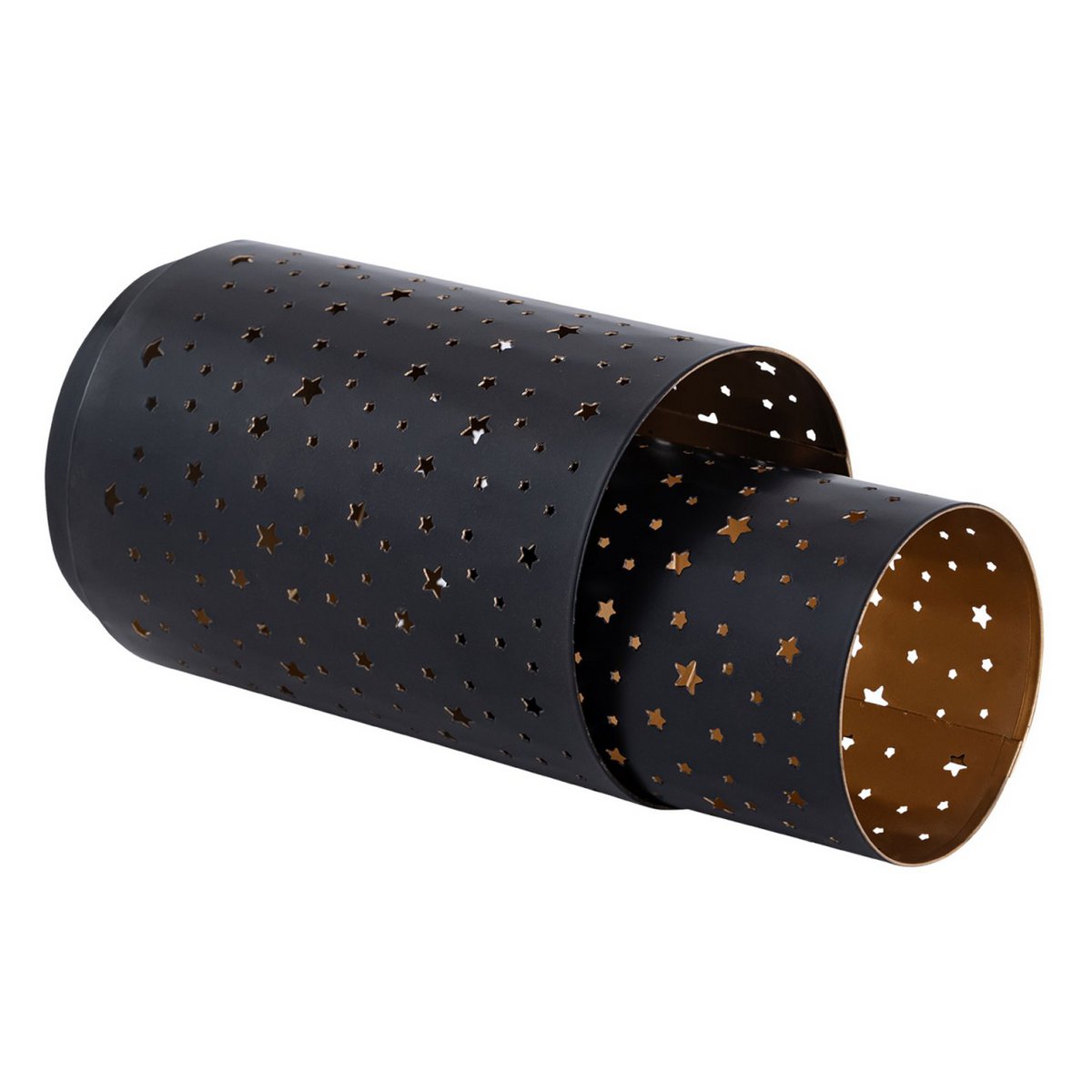 Tealight holder Masterbox 16x set of 2 starry sky candle holders round black gold