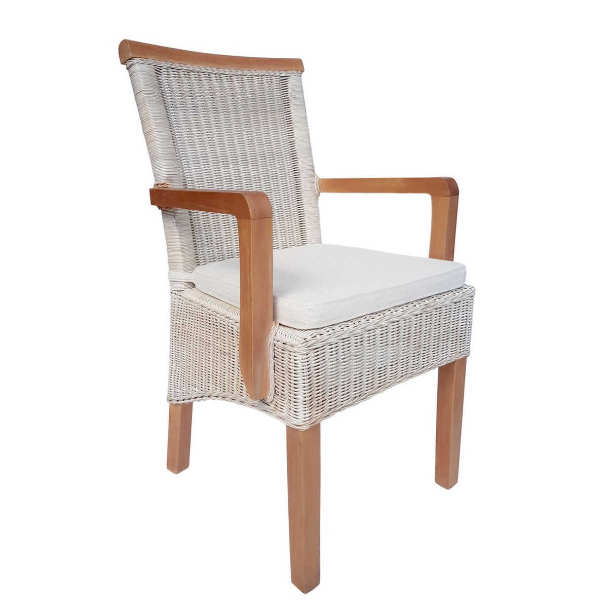 Dining room chair with armrests rattan chair white Perth