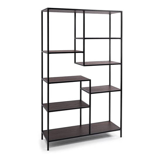 Stalux Shelving unit 'Guus' 120 x 200cm, color black / brown wood