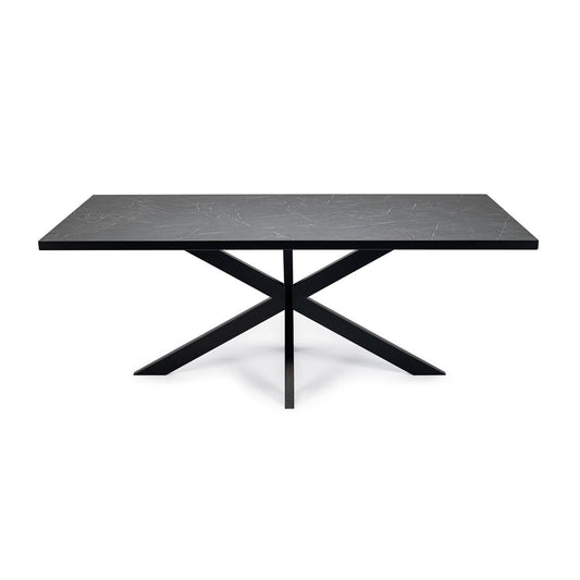 Stalux Dining table 'Gijs' 180 x 100cm, color black / black marble